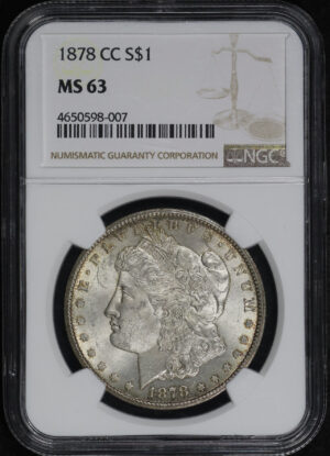 Obverse of this 1878-CC Morgan Dollar NGC MS-63