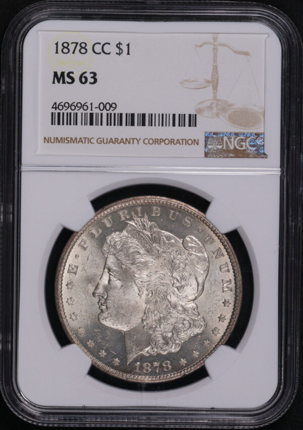 Obverse of this 1878-CC Morgan Dollar NGC MS-63
