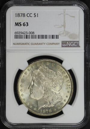 Obverse of this 1878-CC Morgan Dollar NGC MS-63