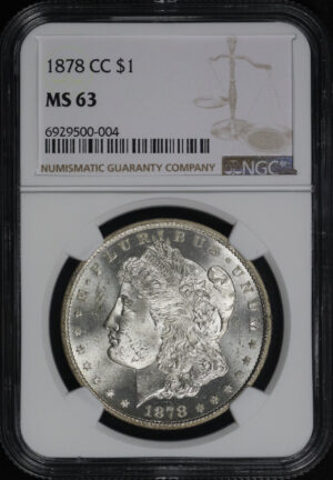 Obverse of this 1878-CC Morgan Dollar NGC MS-63
