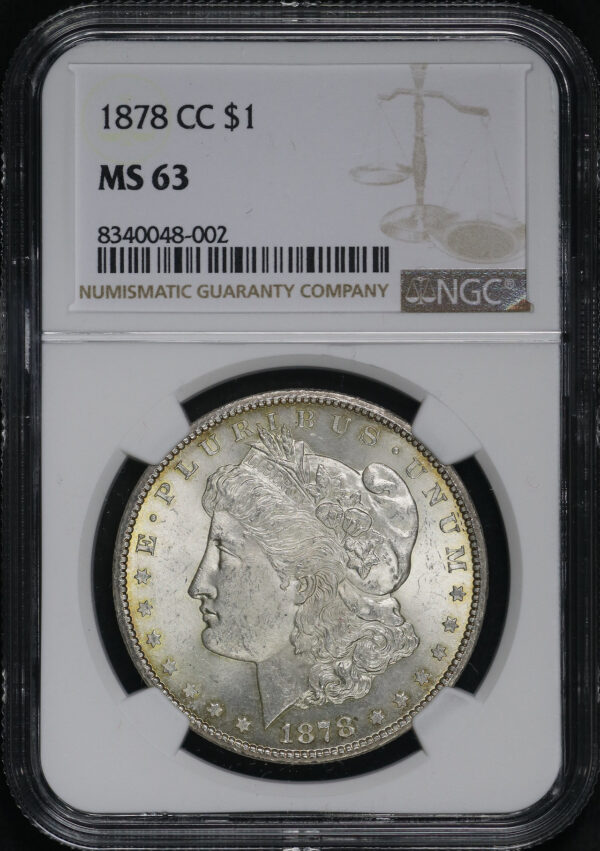 Obverse of this 1878-CC Morgan Dollar NGC MS-63