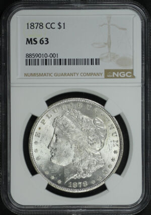 Obverse of this 1878-CC Morgan Dollar NGC MS-63
