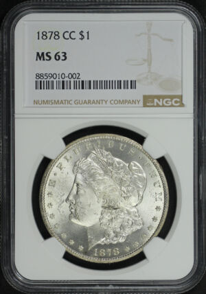 Obverse of this 1878-CC Morgan Dollar NGC MS-63