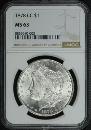 Obverse of this 1878-CC Morgan Dollar NGC MS-63
