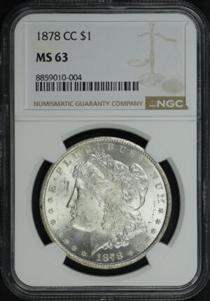 Obverse of this 1878-CC Morgan Dollar NGC MS-63