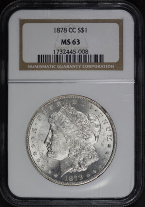 Obverse of this 1878-CC Morgan Dollar NGC MS-63