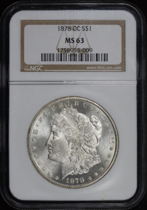 Obverse of this 1878-CC Morgan Dollar NGC MS-63