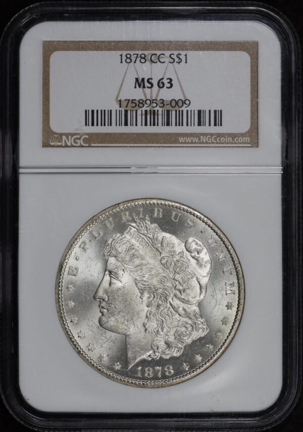 Obverse of this 1878-CC Morgan Dollar NGC MS-63