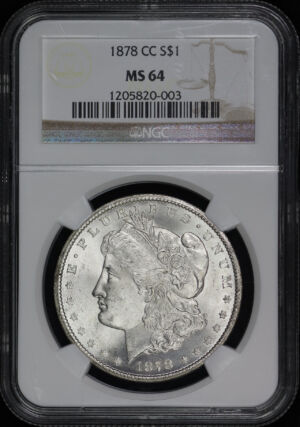 Obverse of this 1878-CC Morgan Dollar NGC MS-64