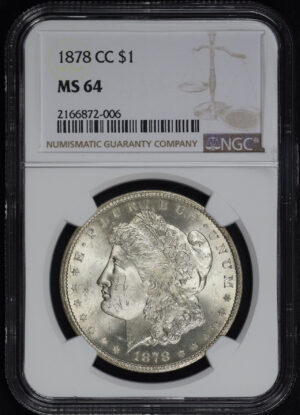 Obverse of this 1878-CC Morgan Dollar NGC MS-64