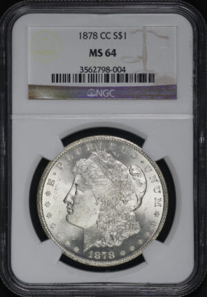 Obverse of this 1878-CC Morgan Dollar NGC MS-64