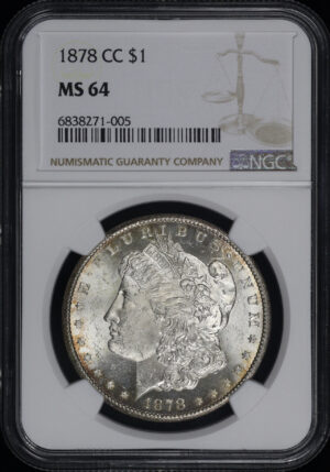 Obverse of this 1878-CC Morgan Dollar NGC MS-64