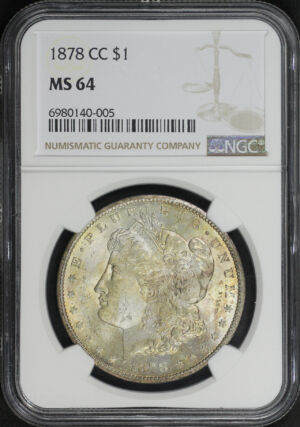 Obverse of this 1878-CC Morgan Dollar NGC MS-64