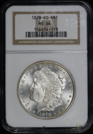 Obverse of this 1878-CC Morgan Dollar NGC MS-64