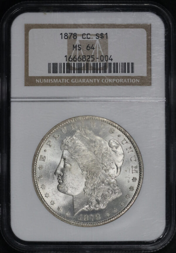 Obverse of this 1878-CC Morgan Dollar NGC MS-64