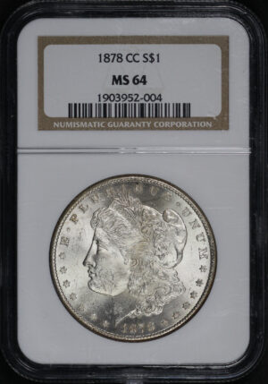 Obverse of this 1878-CC Morgan Dollar NGC MS-64