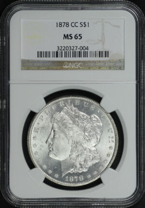 Obverse of this 1878-CC Morgan Dollar NGC MS-65