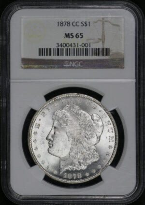 Obverse of this 1878-CC Morgan Dollar NGC MS-65