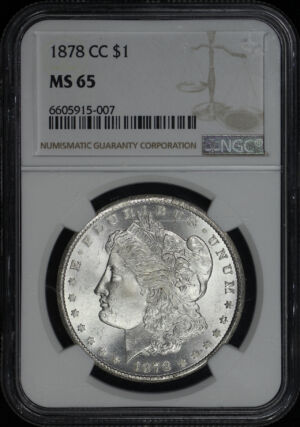 Obverse of this 1878-CC Morgan Dollar NGC MS-65