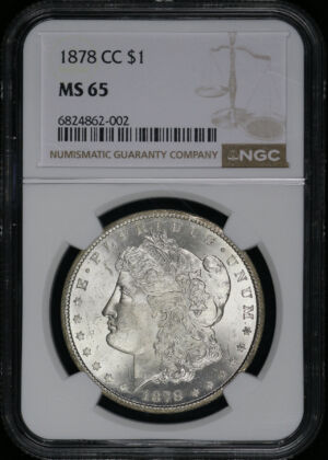 Obverse of this 1878-CC Morgan Dollar NGC MS-65
