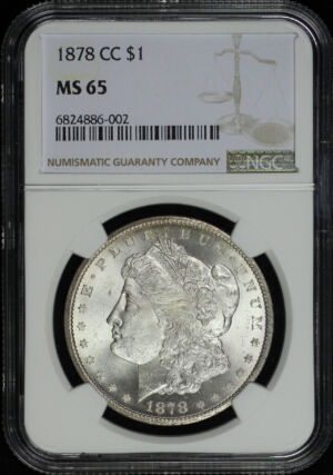 Obverse of this 1878-CC Morgan Dollar NGC MS-65