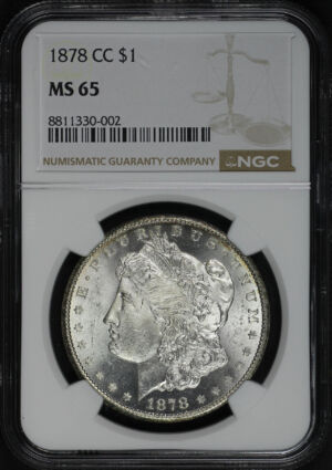 Obverse of this 1878-CC Morgan Dollar NGC MS-65