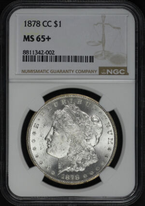 Obverse of this 1878-CC Morgan Dollar NGC MS-65+