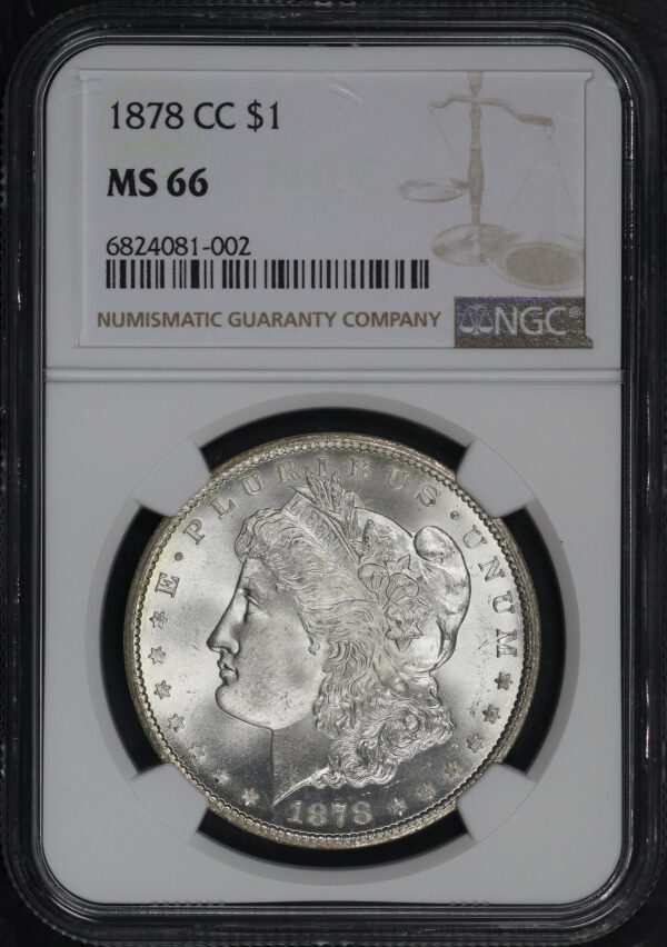 Obverse of this 1878-CC Morgan Dollar NGC MS-66