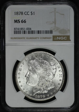Obverse of this 1878-CC Morgan Dollar NGC MS-66