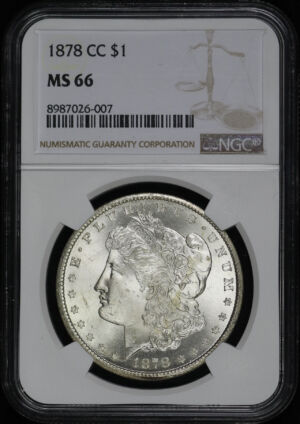 Obverse of this 1878-CC Morgan Dollar NGC MS-66