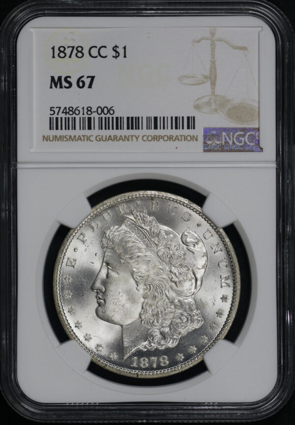 Obverse of this 1878-CC Morgan Dollar NGC MS-67