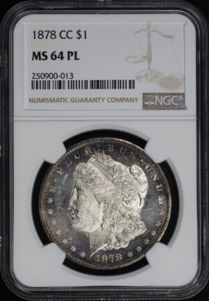 Obverse of this 1878-CC Morgan Dollar NGC MS-64 PL