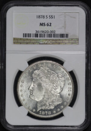 Obverse of this 1878-S Morgan Dollar NGC MS-62