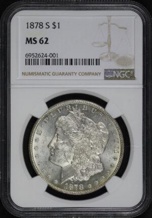 Obverse of this 1878-S Morgan Dollar NGC MS-62