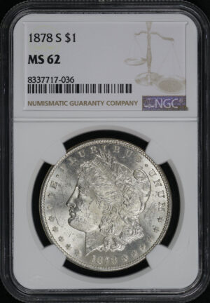 Obverse of this 1878-S Morgan Dollar NGC MS-62