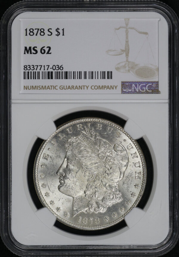 Obverse of this 1878-S Morgan Dollar NGC MS-62