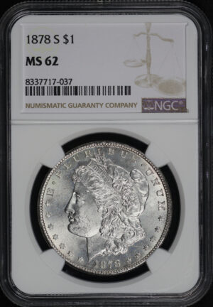 Obverse of this 1878-S Morgan Dollar NGC MS-62