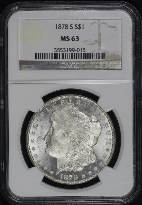 Obverse of this 1878-S Morgan Dollar NGC MS-63
