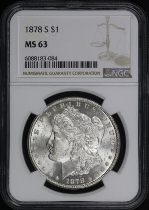 Obverse of this 1878-S Morgan Dollar NGC MS-63
