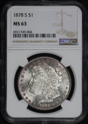 Obverse of this 1878-S Morgan Dollar NGC MS-63