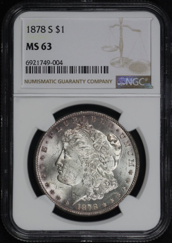 Obverse of this 1878-S Morgan Dollar NGC MS-63