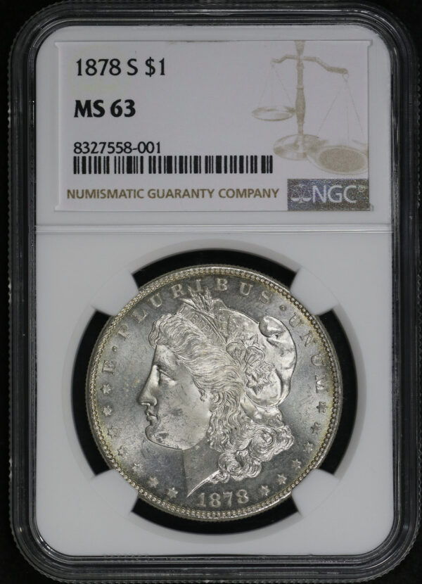Obverse of this 1878-S Morgan Dollar NGC MS-63
