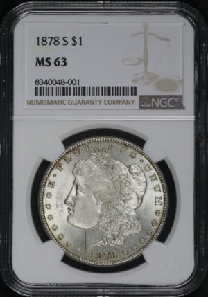 Obverse of this 1878-S Morgan Dollar NGC MS-63