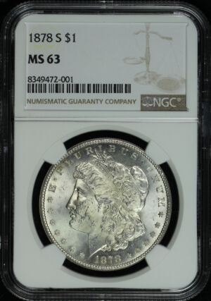 Obverse of this 1878-S Morgan Dollar NGC MS-63