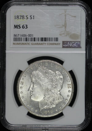 Obverse of this 1878-S Morgan Dollar NGC MS-63