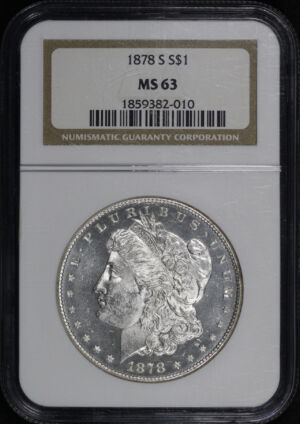 Obverse of this 1878-S Morgan Dollar NGC MS-63