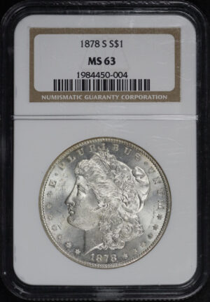 Obverse of this 1878-S Morgan Dollar NGC MS-63