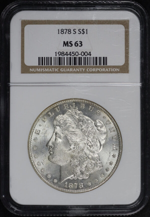 Obverse of this 1878-S Morgan Dollar NGC MS-63
