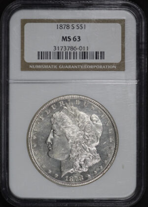 Obverse of this 1878-S Morgan Dollar NGC MS-63