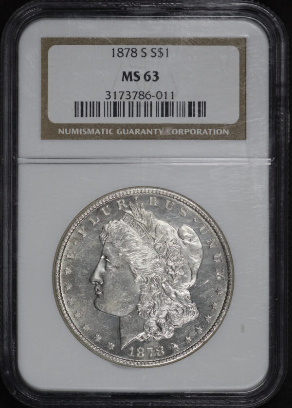Obverse of this 1878-S Morgan Dollar NGC MS-63